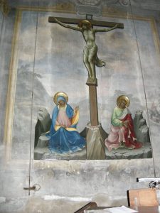 Lorenzo Monaco, Croce sagomata con Cristo crocifisso e dolenti, sec. XV, Tempera su tavola, Firenze, chiesa di San Giovannino dei Cavalieri